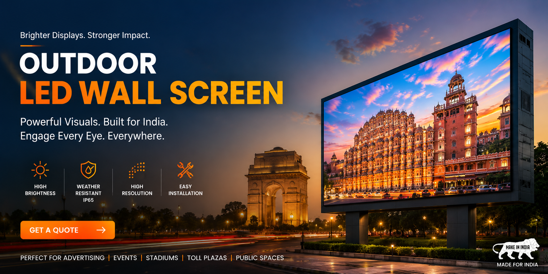 Affordable Outdoor LED Wall Screen Rent in Delhi for Events & Advertising